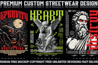 create edgy streetwear t shirt design for your clothing brand