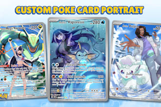 draw custom illustrations of pokémon tcg cards and pokemon trainers