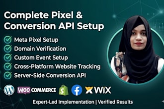 do setup  facebook pixel, setup conversion API, event tracking