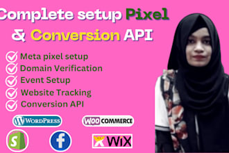 do setup  facebook pixel, setup conversion API, event tracking