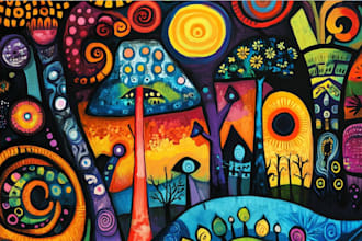 create cartoon doodle art illustration for your project