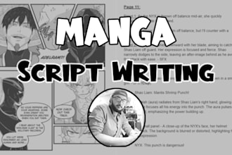 write a script for you manga, comic book, or anime