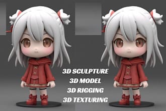 sculpt 3d chibi aaa character, action figure, bjd model, 3d figurine, 4 3d print