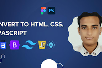 convert figma to html, psd to html, figma to reactjs bootstrap, tailwind css