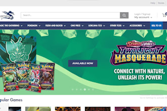design trading card website game card store tcg dropshipping website