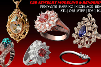 design custom 3d jewelry design pendant rings necklace modeling for 3d printing