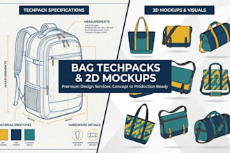 create design mockup of sportswear clothing bags techpack
