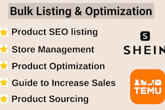 shein, temu item bulk listing, product optimization, store management