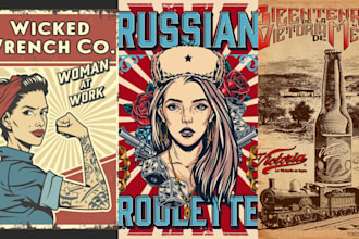 make retro vintage poster flyer event travel poster design album cover art deco