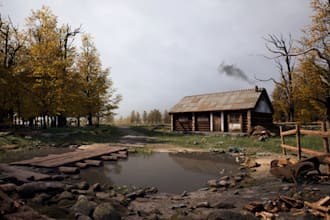 create a stunning 3d game environment game level design, metaverse VR in ue5
