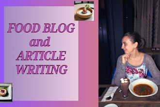 write food or drink articles for blog posts and recipes