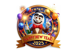 make cheerful happy new year 2025 logo