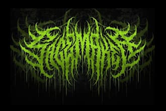design death metal logo with texture and chrome effect
