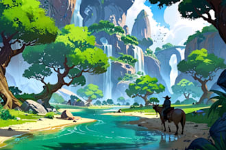 fantasy landscapes, character illustration, environment, digital painting