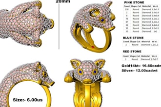 create 3d cad jewelry design, realistic jewelry render and jewelry animation