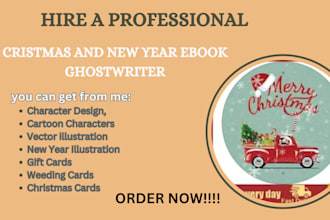 illustration for holiday, christmas, new year, family greeting card
