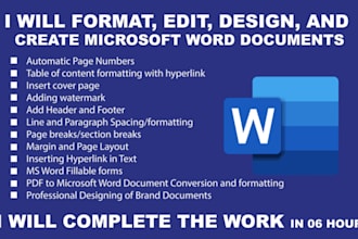 format, edit, design, create microsoft word document