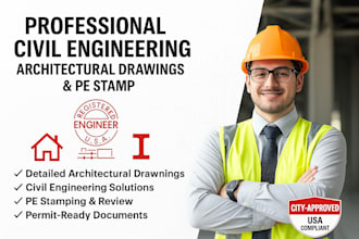 professionally do pe stamp, architectural drawings, structural permit approval