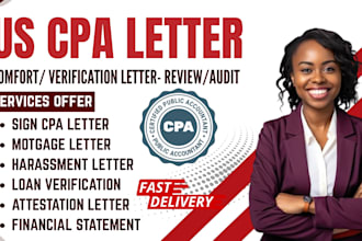craft a sign US CPA letter, income verification mortgage letter, audit report