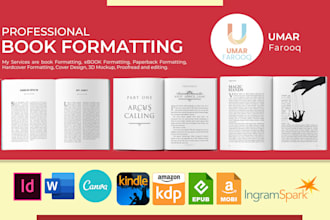 do book formatting, kindle ebook and paperback formatting, book layout design