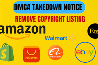 takedown copyright products shopify,ebay,etsay,alibaba,amazon under dmca notice