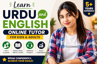 teach urdu and english online for kids and adults