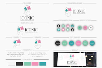 do minimalist hand drawn botanical logo and branding kit