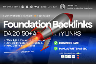 build foundation backlinks, web2, forum, social profiles, niche relevant links