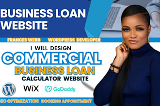 business loan website landing page, calculator, commercial business loan website