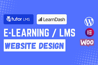 design responsive lms website, online course website with tutor lms or learndash