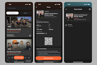 develop online ticket booking app, event booking app, hotel booking app