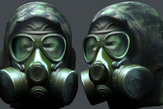 3d realistic model, game character design sci fi character mech helmet armor