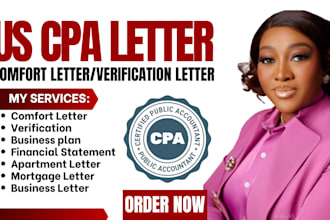 write CPA letter, US CPA letter, comfort letter,  financial statements