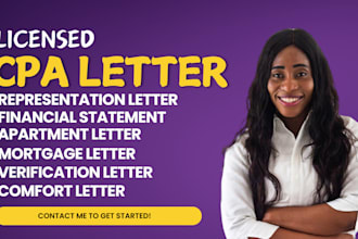 provide CPA comfort letter CPA verification, financial statement
