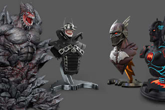 sculpt 3d realistic character 3d toy cyborg helmet bust for 3d printing or game