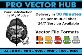 do vector, vector tracing ai, PSD, png, svg in 30 mins
