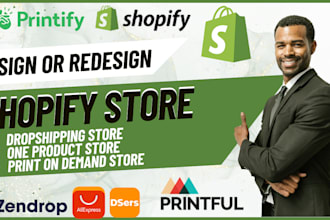 design or redesign shopify dropshipping store one product shopify mentor pod