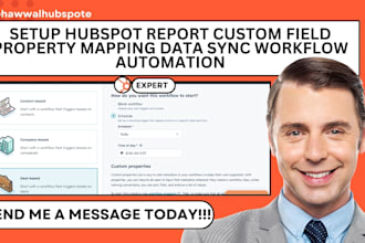 setup hubspot report custom field property mapping data sync workflow automation