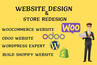 build redesign wordpress woocommerce design migrate odoo website design shopify