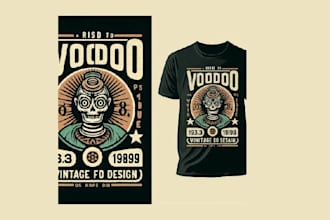 design unique voodoo vintage logo for your t shirt in illustrator