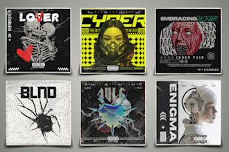 design y2k, grunge punk syle music album cover art unlimited revisions