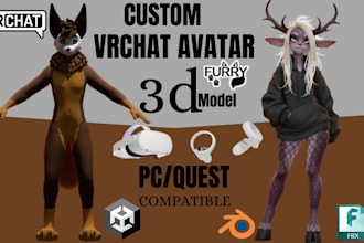 create a custom vrchat avatar 3d model furry avatar anime