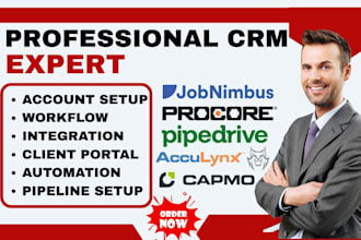 setup jobnimbus procore pipedive leap acculynx buildpro capsio honeybook capmo