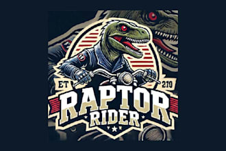 design amazing raptor rider mascot logo for your company