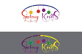 design innovative intertwining yarn art organic forms swing logo