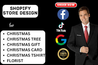 design christmas tree card tshirt florist gift ornament shopify store website