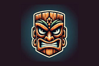create tiki mask mascot logo with in just two days