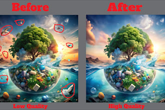 remove ai image flaws and enhance and upscaling to HD 300dpi