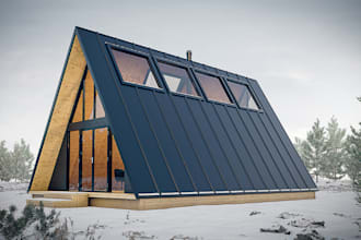 build 3d tiny house, winter cabin design, barn, cottage,garden shed,revit render