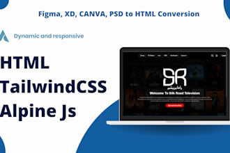 do dynamic conversion HTML site with tailwind CSS alpine js